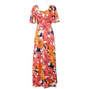 Vintage 70s Tori Richard Liberty House Hawaiian Floral Boho Maxi Dress Sz 10
